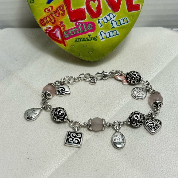 Brighton Power of Pink 2007 Charm Bracelet Silver Plated 9" & Small Tin - Picture 2 of 10